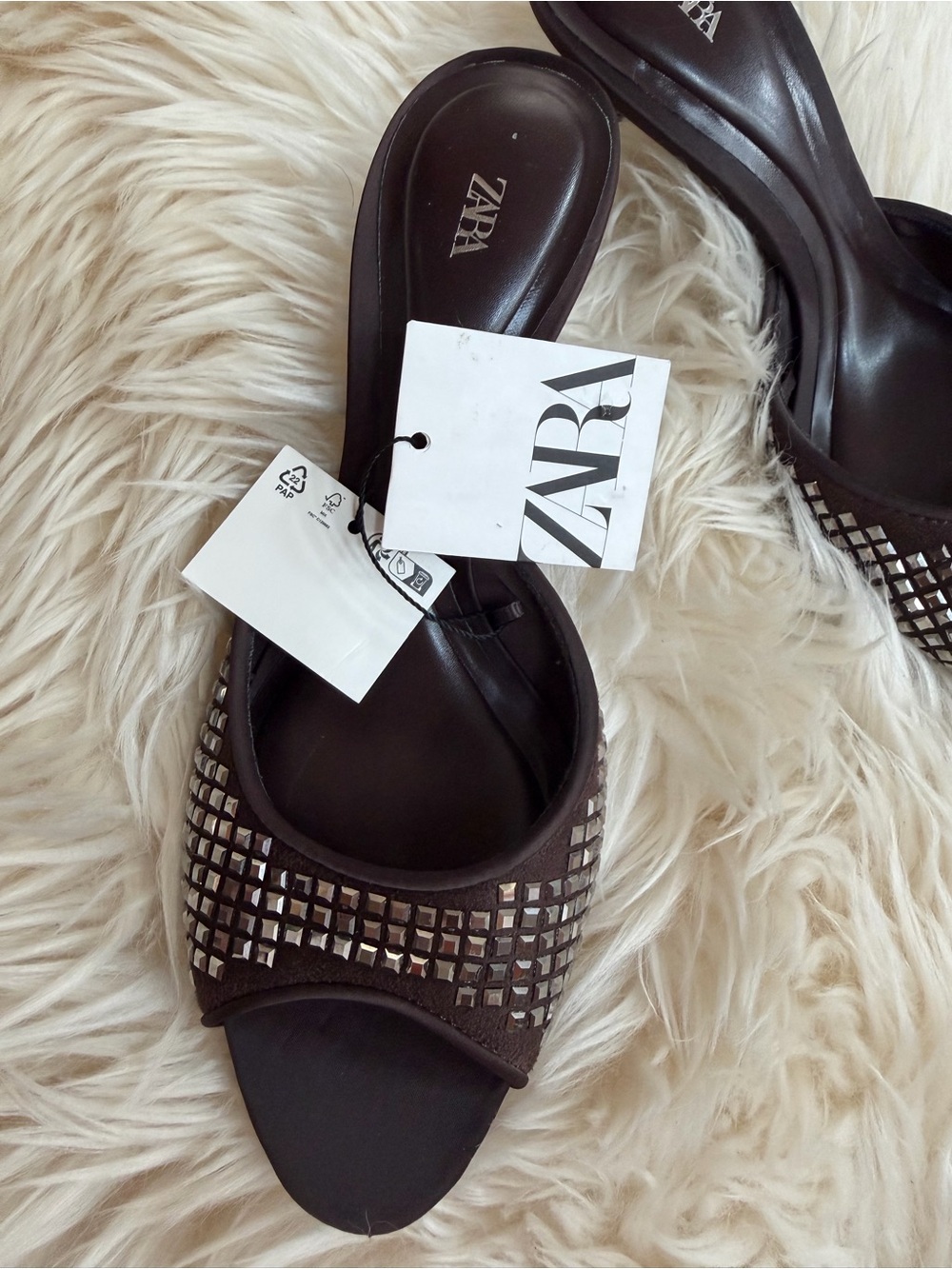 Zara slip-on heel sandals new 6 size - Picture 3 of 5